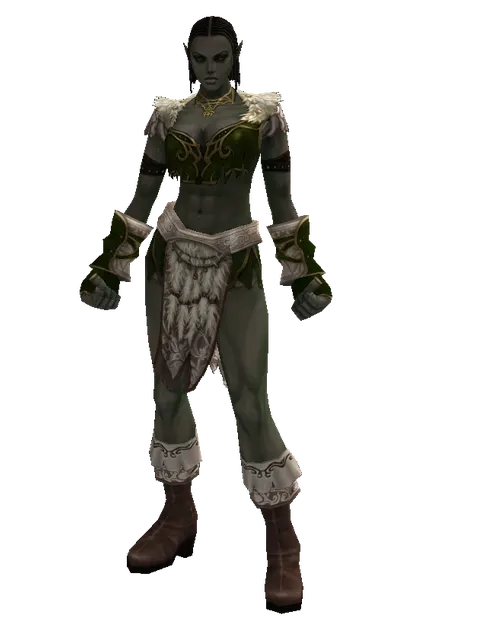 Divine Set on a female Orc fighter, front view