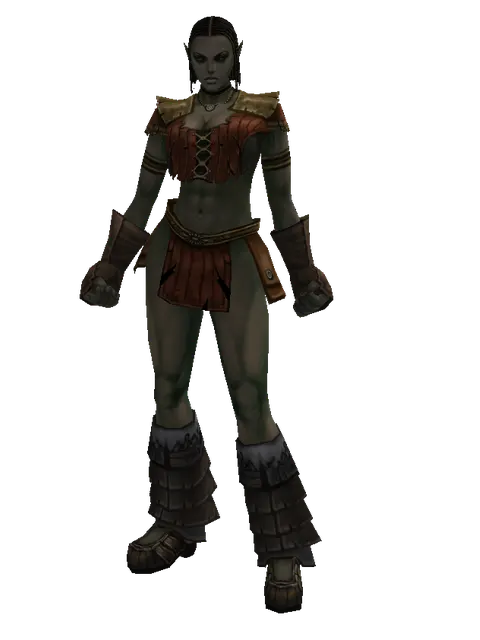 Magic (robe) on a female Orc fighter, front view