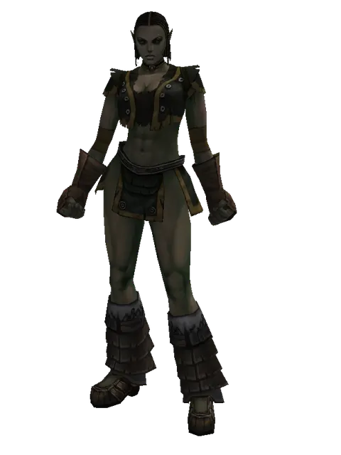 Mystic's (robe) on a female Orc fighter, front view