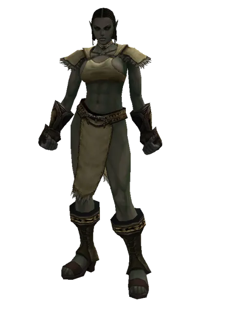 Seal (robe) on a female Orc fighter, front view