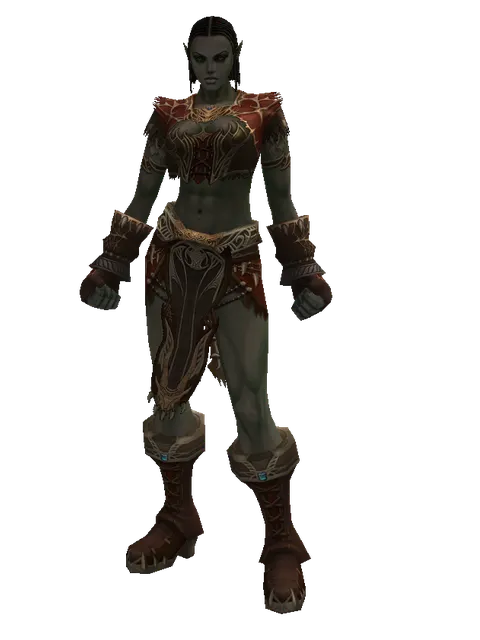 Set of Zubei on a female Orc fighter, front view