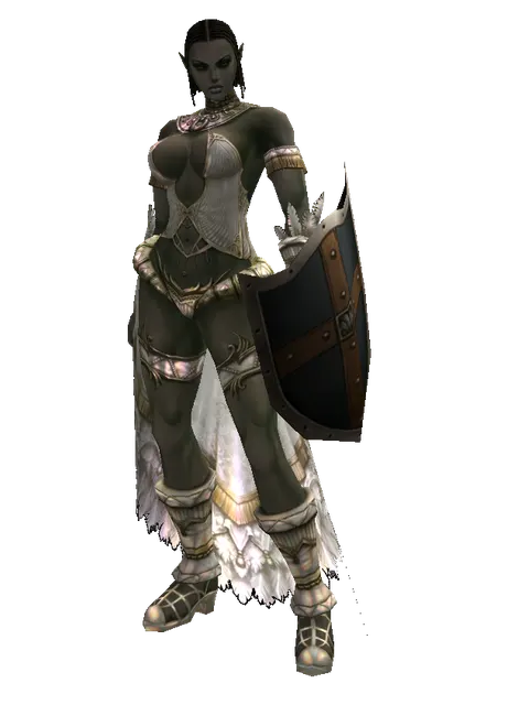 Aspis on a female Orc fighter, front view