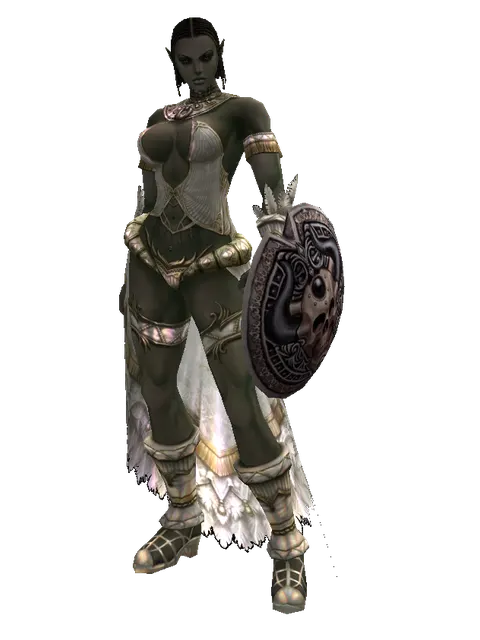 Doom Shield on a female Orc fighter, front view