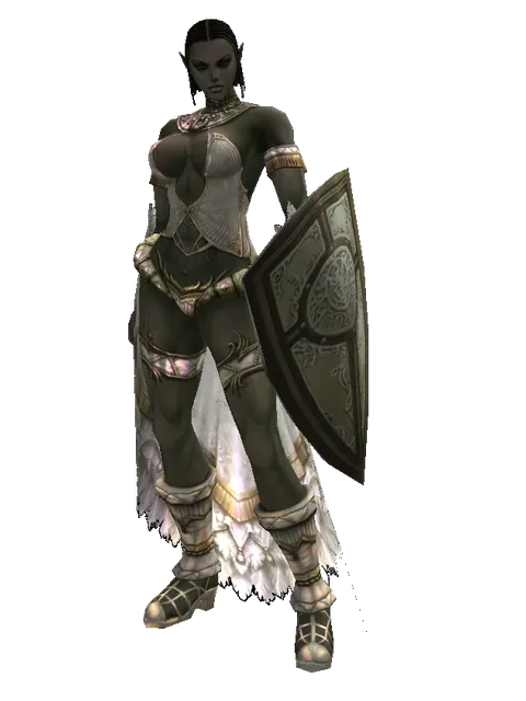 Dream Shield on a female Orc fighter, front view