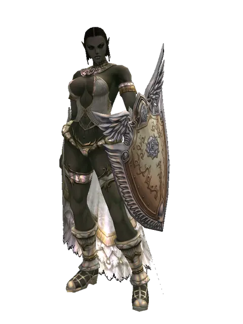 Imperial Crusader Shield on a female Orc fighter, front view
