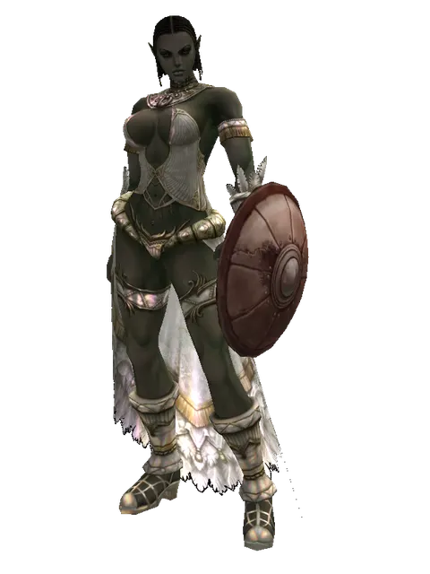 Leather Shield on a female Orc fighter, front view