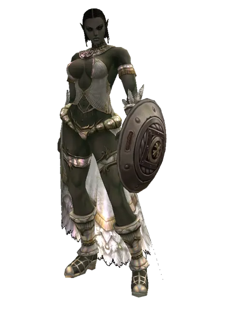 Round Shield on a female Orc fighter, front view