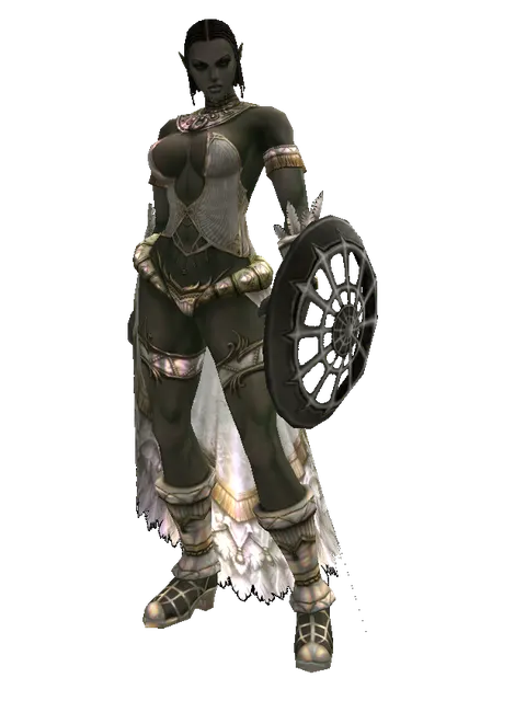 Skeleton Buckler on a female Orc fighter, front view
