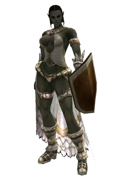 Small Shield on a female Orc fighter, front view