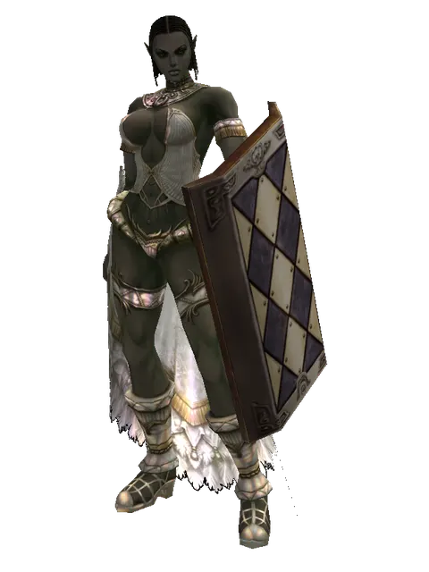 Square Shield on a female Orc fighter, front view