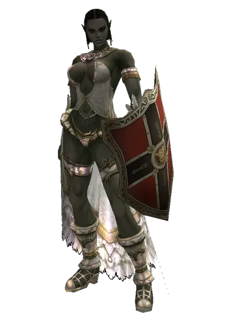 Zubei Shield on a female Orc fighter, front view