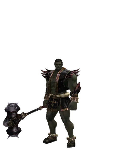Basalt Battlehammer on a male Orc fighter, front view