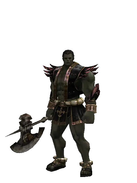 Battle Axe on a male Orc fighter, front view