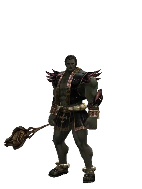 Club of Nature on a male Orc fighter, front view