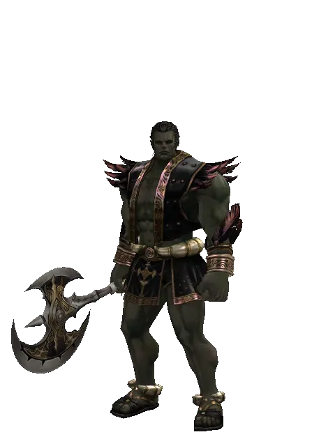 Ecliptic Axe on a male Orc fighter, front view