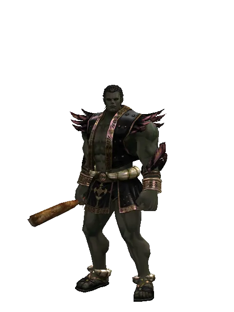 Gallint's Oak Wand on a male Orc fighter, front view