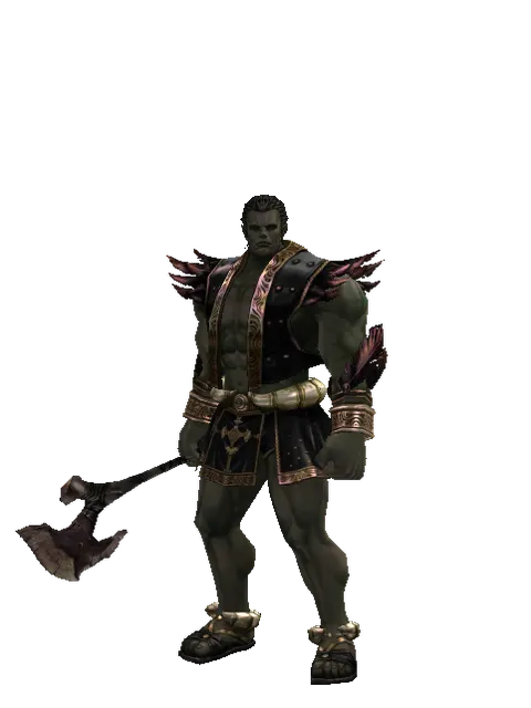 Heavy Bone Club on a male Orc fighter, front view