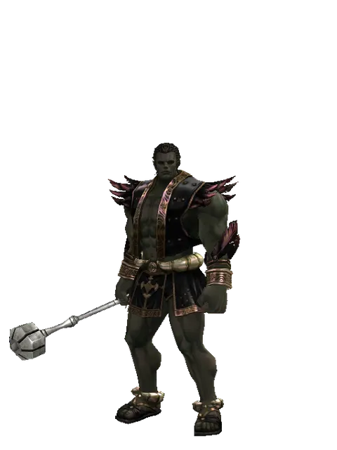 Heavy Mace on a male Orc fighter, front view