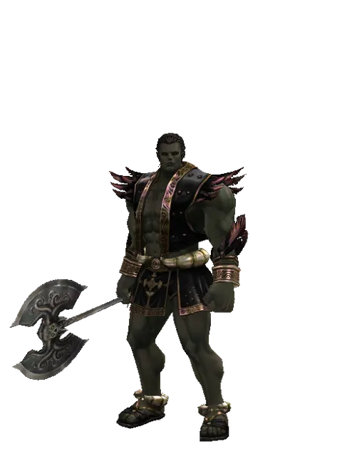Heavy War Axe on a male Orc fighter, front view