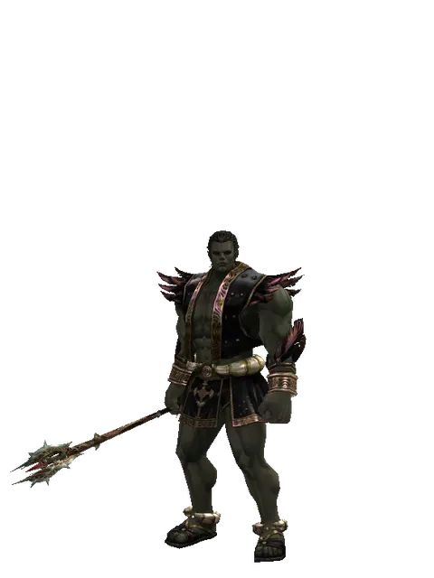 Icarus Hall on a male Orc fighter, front view