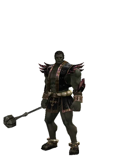 Improved Flanged Mace on a male Orc fighter, front view