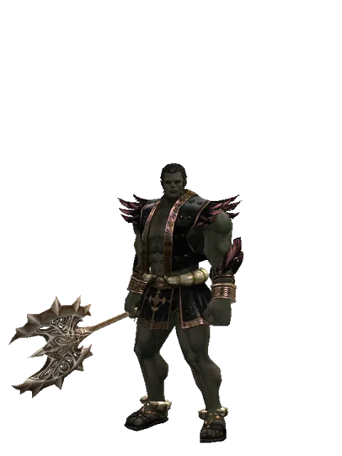 Infinity Axe on a male Orc fighter, front view