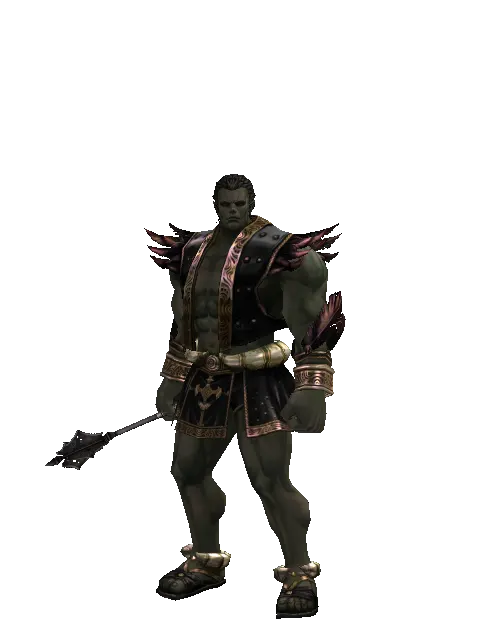 Mace on a male Orc fighter, front view