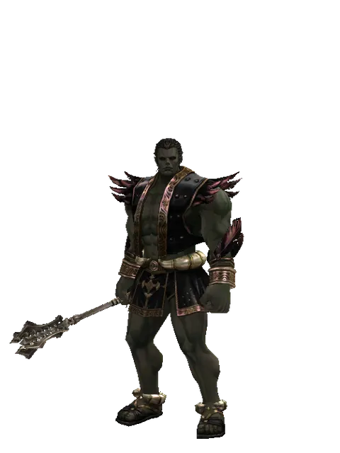 Mace of Miracle on a male Orc fighter, front view