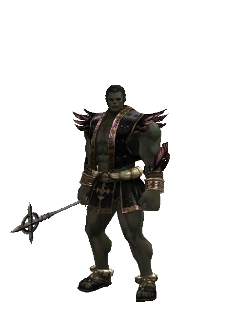 Mace of Prayer on a male Orc fighter, front view