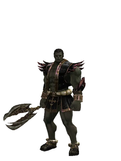Mace of the Underworld on a male Orc fighter, front view