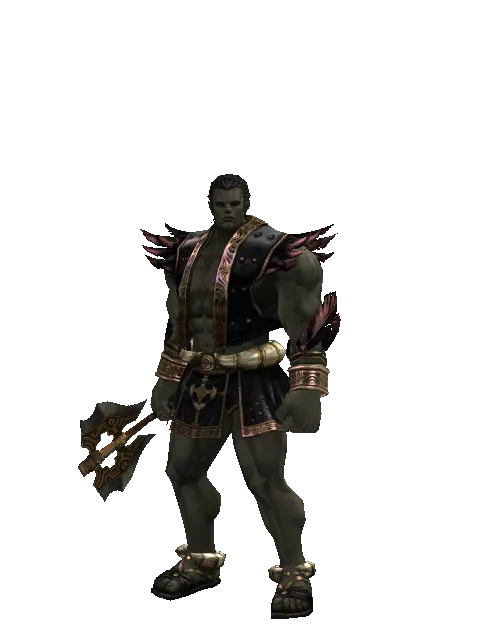 Nirvana Axe on a male Orc fighter, front view