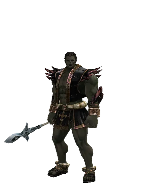 Priest Mace on a male Orc fighter, front view