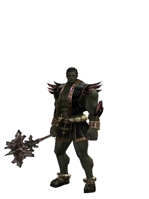 Silver Axe on a male Orc fighter, front view