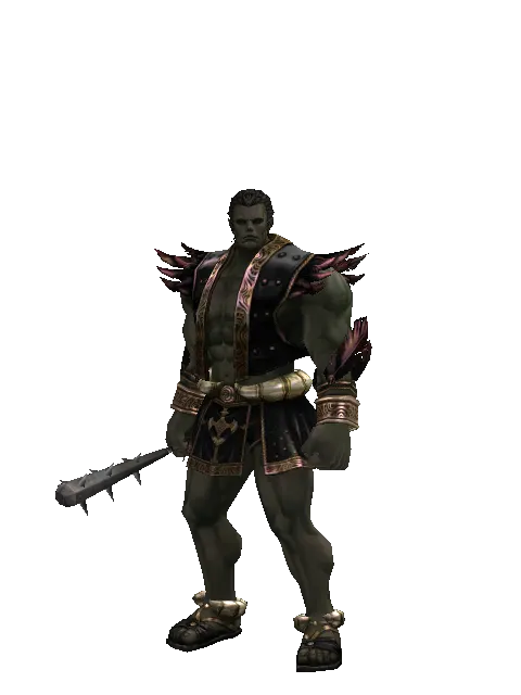 Spiked Club on a male Orc fighter, front view