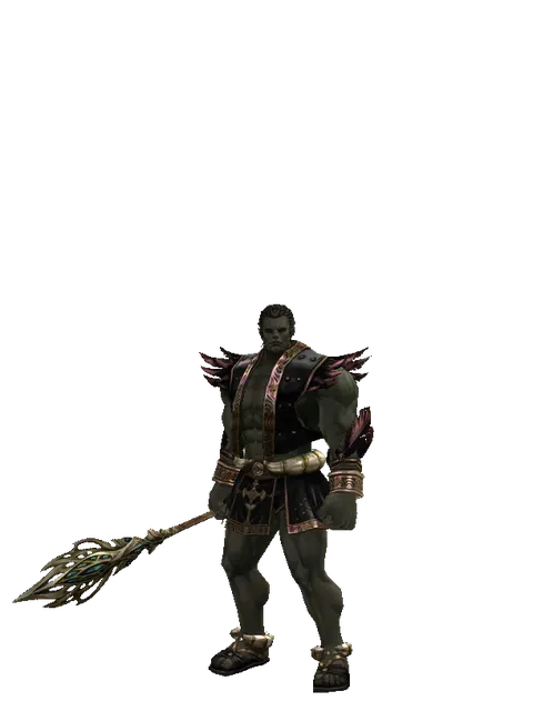 Staff of Life on a male Orc fighter, front view