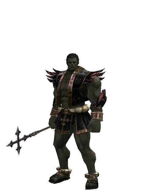 Stick of Faith on a male Orc fighter, front view