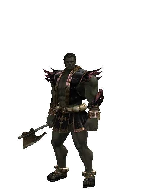 Traveler's Tomahawk on a male Orc fighter, front view