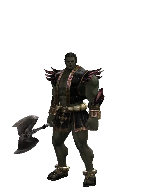 War Axe on a male Orc fighter, front view