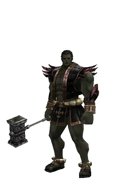 Work Hammer on a male Orc fighter, front view