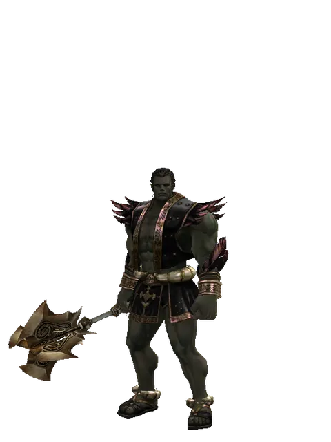 Yaksa Mace on a male Orc fighter, front view