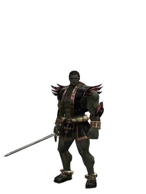 Bastard Sword on a male Orc fighter, front view