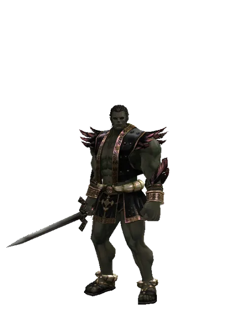 Blood Saber on a male Orc fighter, front view