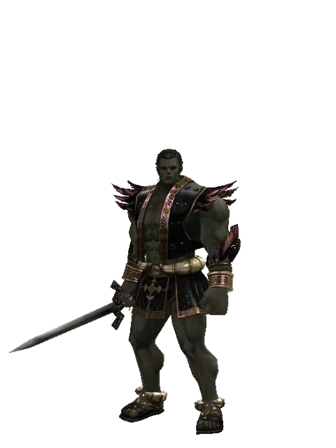 Broadsword on a male Orc fighter, front view