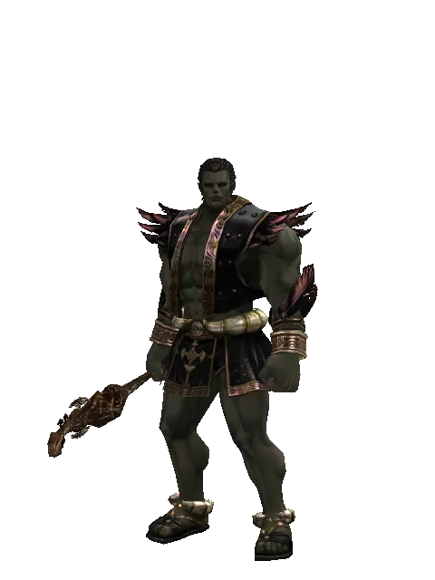 Chrono Cithara on a male Orc fighter, front view