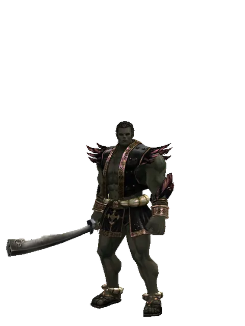 Crimson Sword on a male Orc fighter, front view