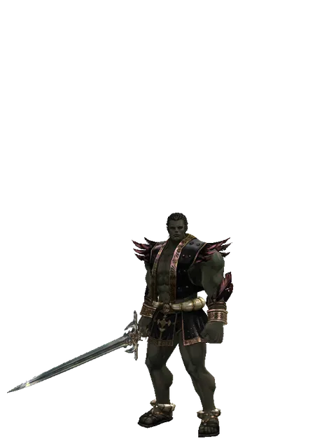 Dynasty Sword on a male Orc fighter, front view