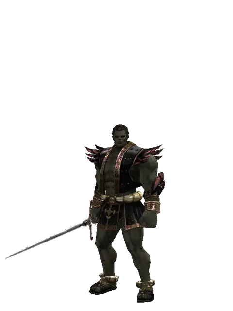 Elemental Sword on a male Orc fighter, front view