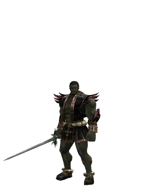 Elven Long Sword on a male Orc fighter, front view