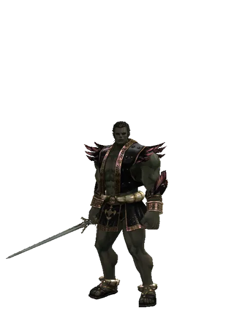 Elven Sword on a male Orc fighter, front view