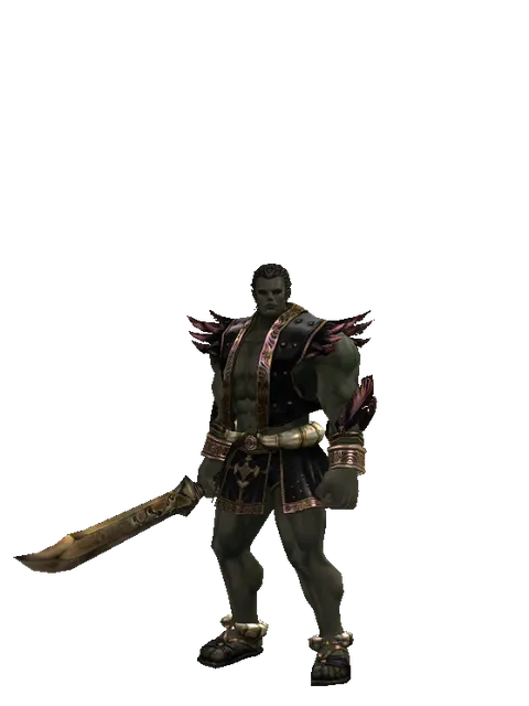 Falchion on a male Orc fighter, front view